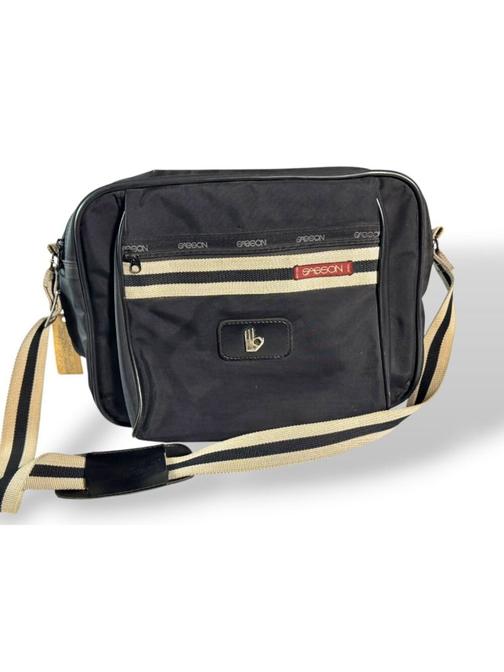 Vintage Sassoon Nylon Travel Bag With Adjustable Striped Strap Circa 1985